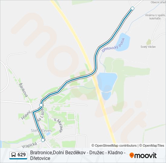 629 autobus Mapa linky