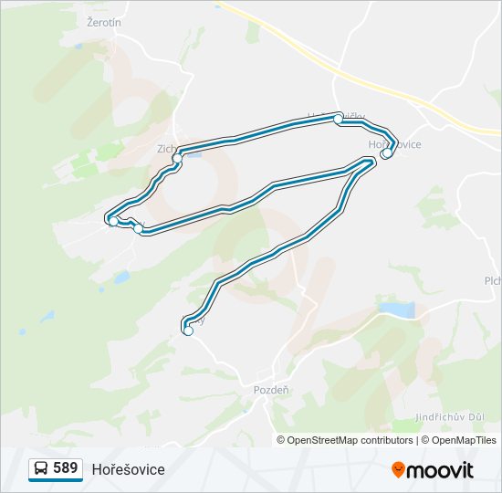 589 autobus Mapa linky