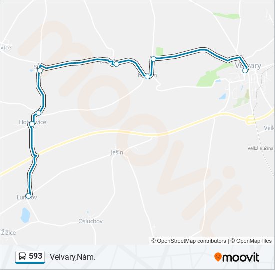 593 autobus Mapa linky