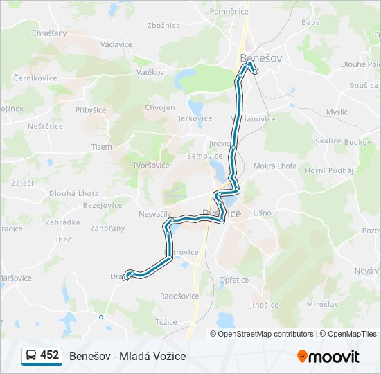 452 autobus Mapa linky