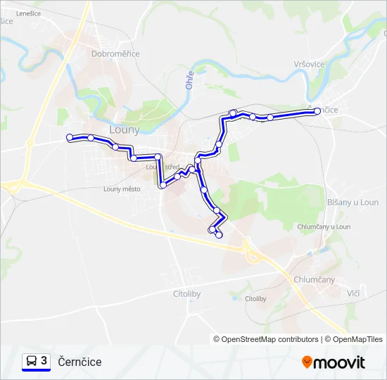 3 autobus Mapa linky