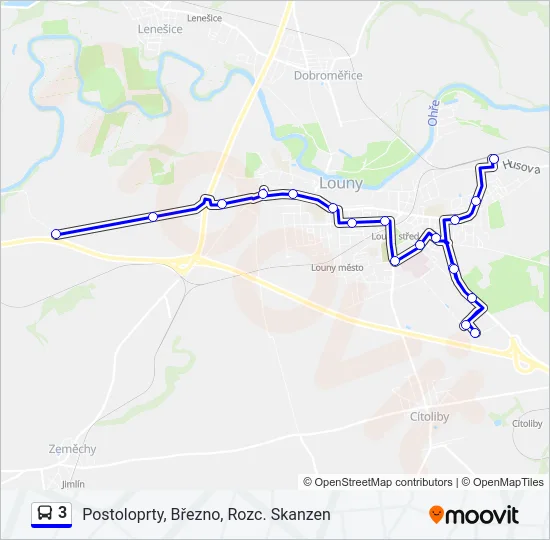 3 autobus Mapa linky
