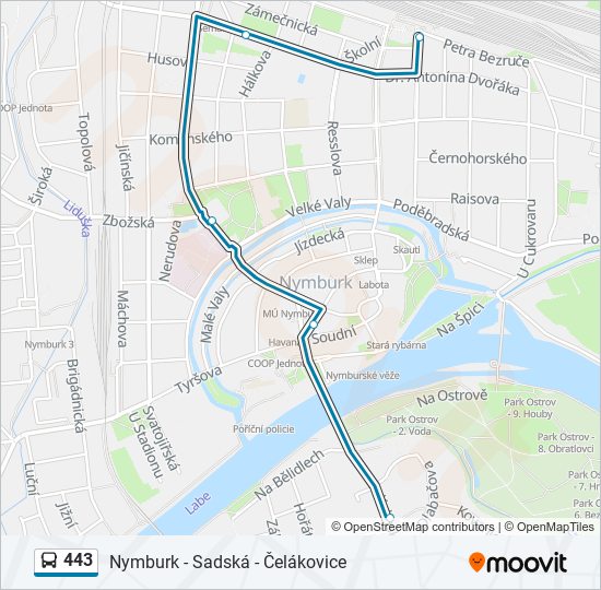 443 autobus Mapa linky