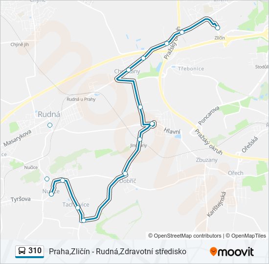 310 autobus Mapa linky