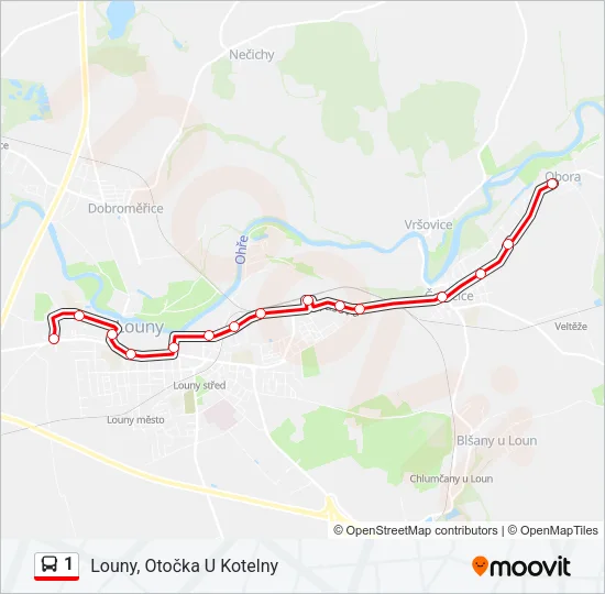 1 autobus Mapa linky