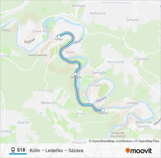 Поезд S18: карта маршрута