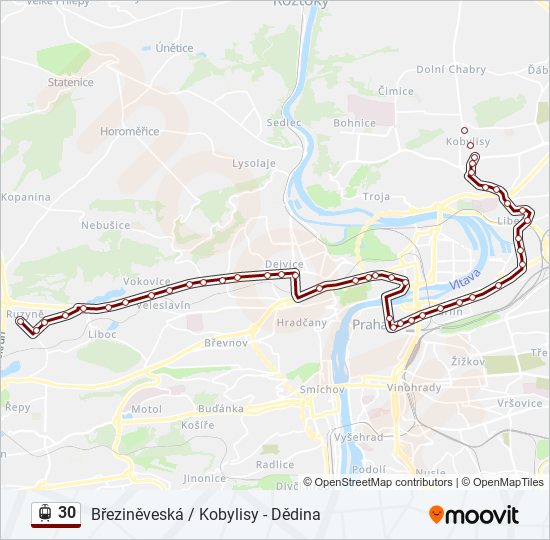 Трамвай 30: карта маршрута
