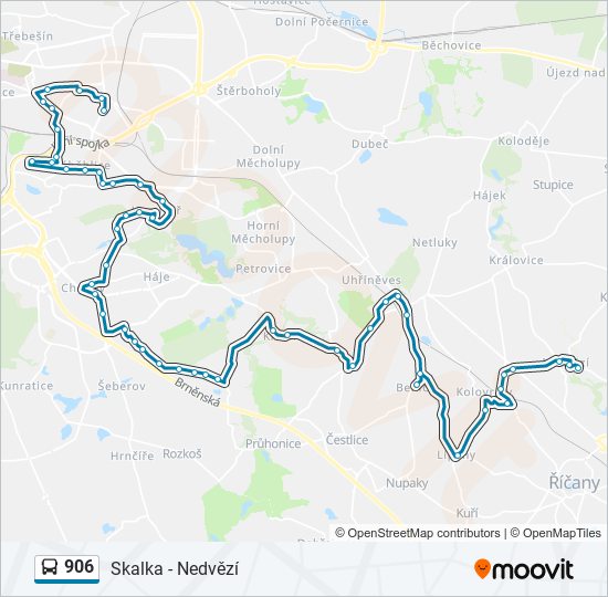 906 autobus Mapa linky