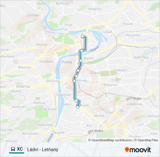 Автобус XC: карта маршрута
