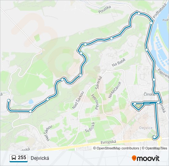 255 autobus Mapa linky