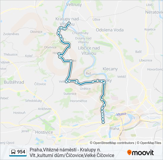 954 bus Line Map