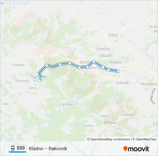 Поезд S50: карта маршрута