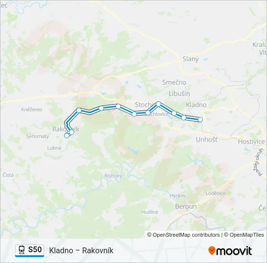 Поезд S50: карта маршрута