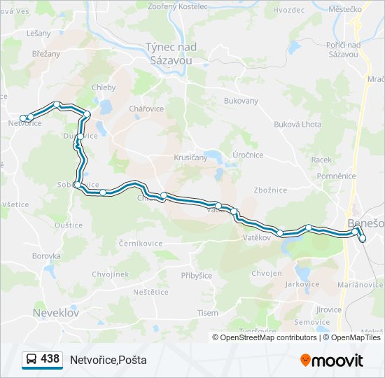 438 bus Line Map