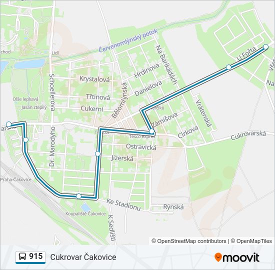 915 autobus Mapa linky