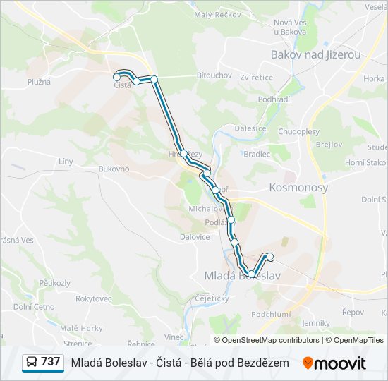 737 autobus Mapa linky