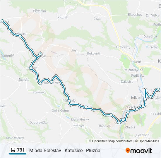 731 bus Line Map