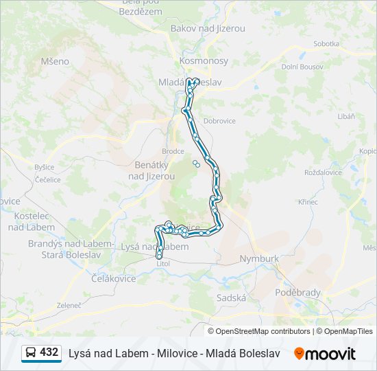 432 autobus Mapa linky