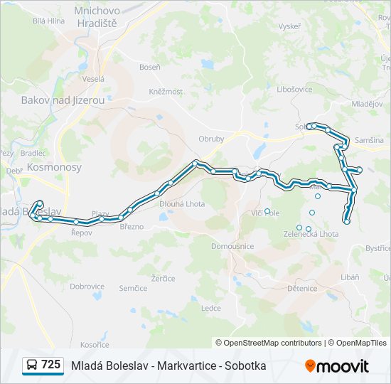 725 autobus Mapa linky