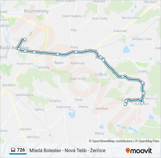 726 autobus Mapa linky