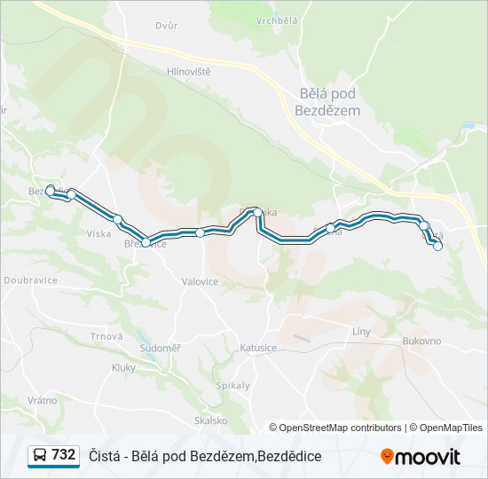 732 autobus Mapa linky