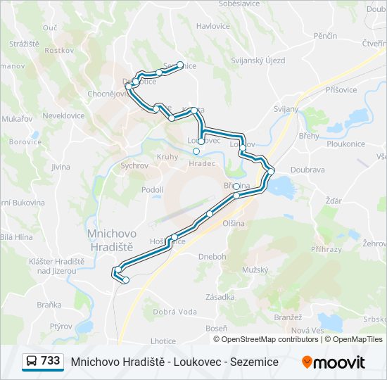 733 bus Line Map