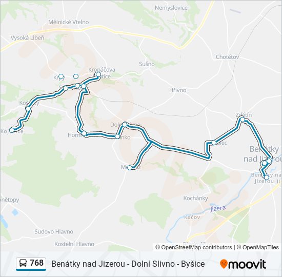 768 autobus Mapa linky