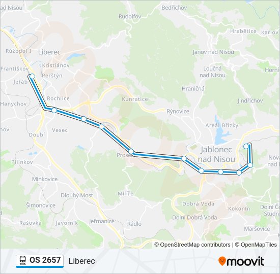 Поезд OS 2657: карта маршрута