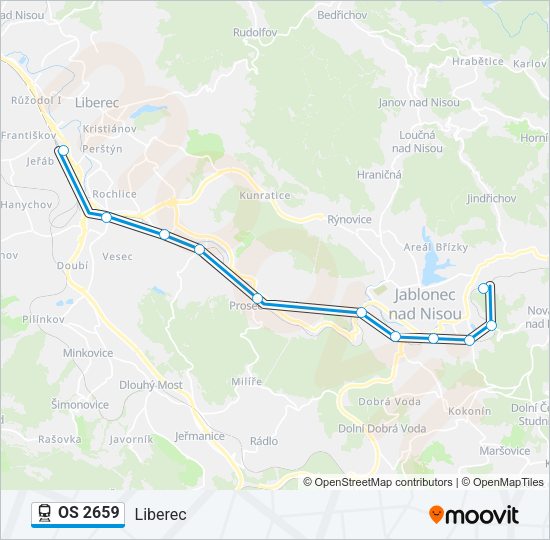 Поезд OS 2659: карта маршрута