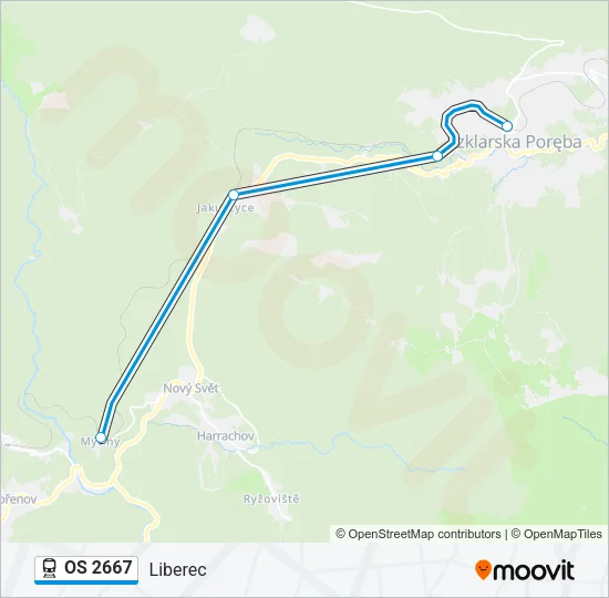 OS 2667 vlak Mapa linky