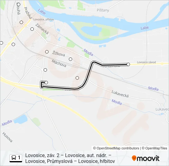 1 autobus Mapa linky