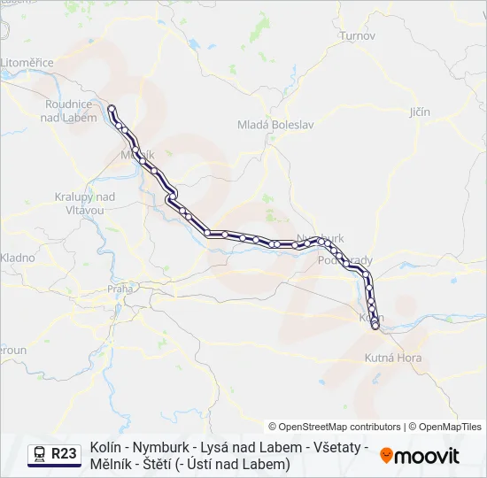 R23 vlak Mapa linky