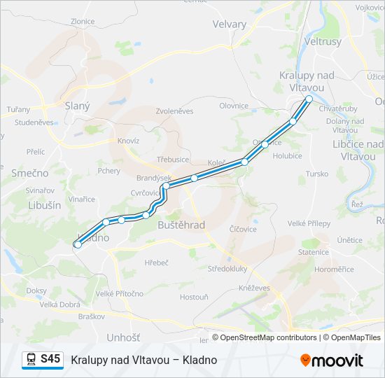 Поезд S45: карта маршрута