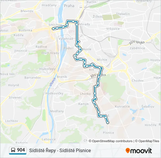 Bus 904 Route Map 904 Route: Schedules, Stops & Maps - Anděl (Updated)