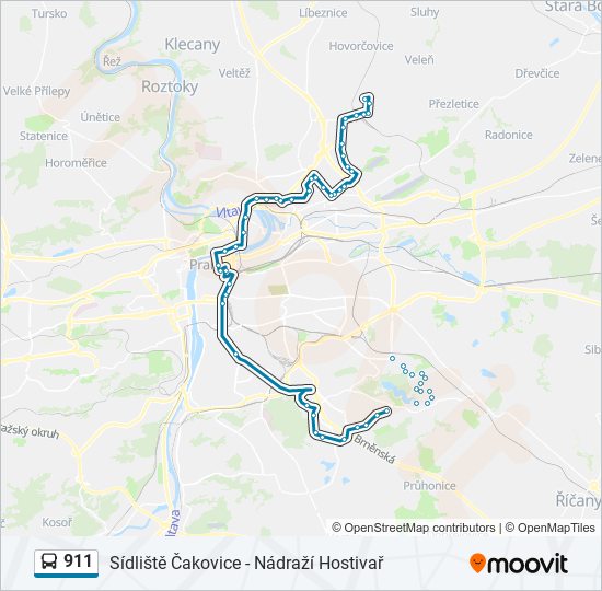 911 autobus Mapa linky