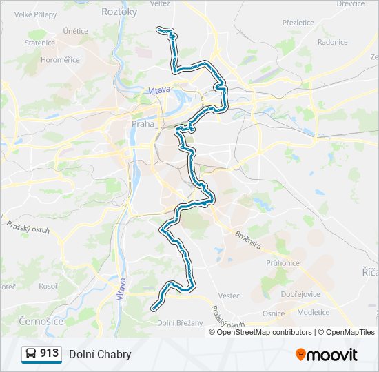 913 autobus Mapa linky