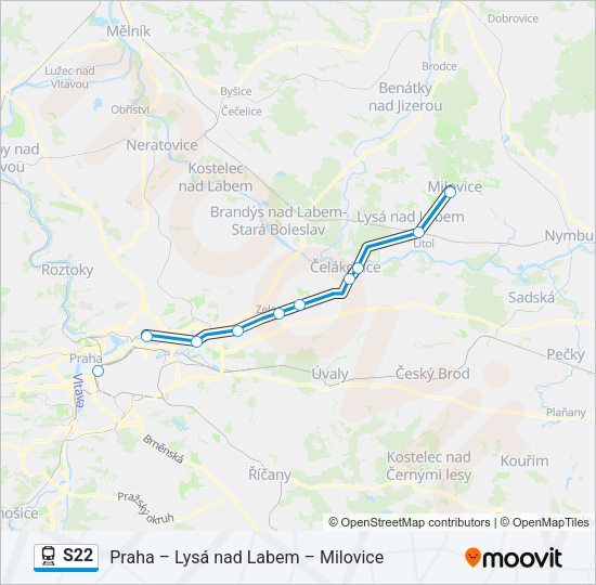 Поезд S22: карта маршрута