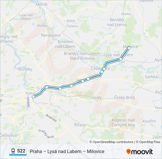 Поезд S22: карта маршрута