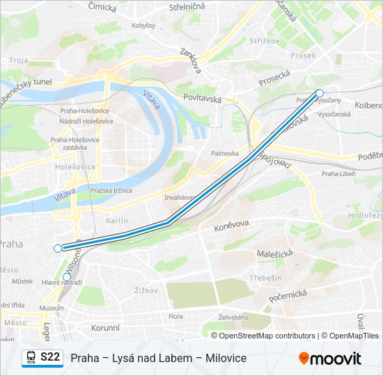 Поезд S22: карта маршрута