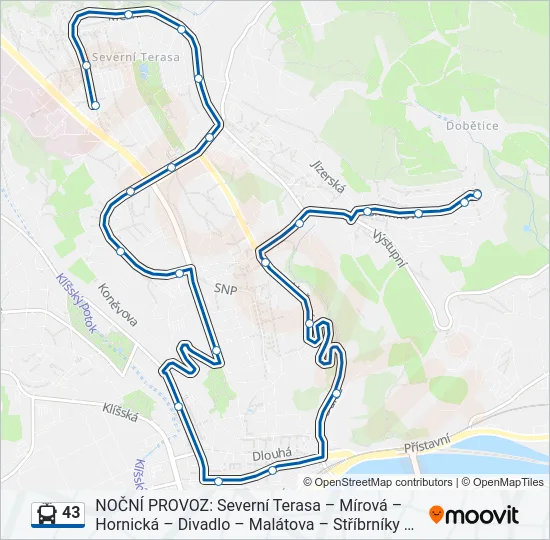 43 Trolleybus Line Map