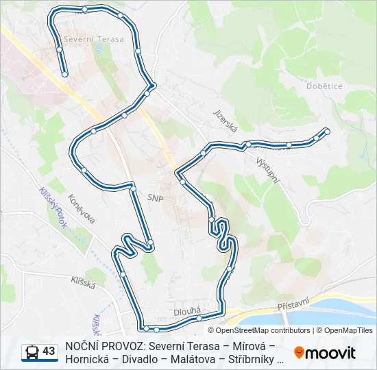 43 Trolleybus Line Map