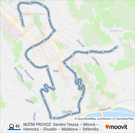 43 trolleybus Line Map