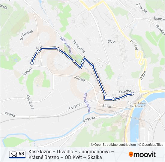 58 trolleybus Line Map