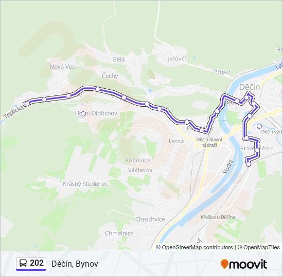 202 autobus Mapa linky