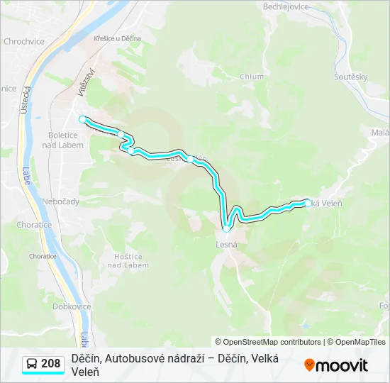208 Bus Line Map