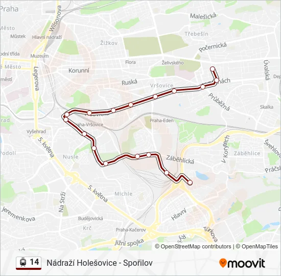 Трамвай 14: карта маршрута