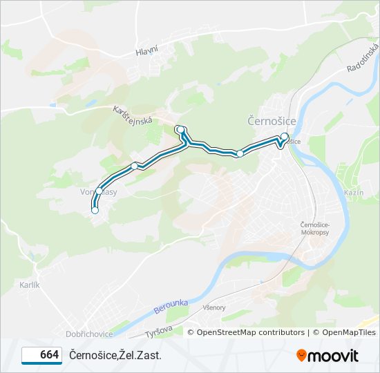 664 bus Line Map