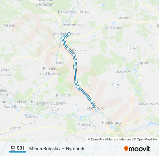 Поезд S31: карта маршрута