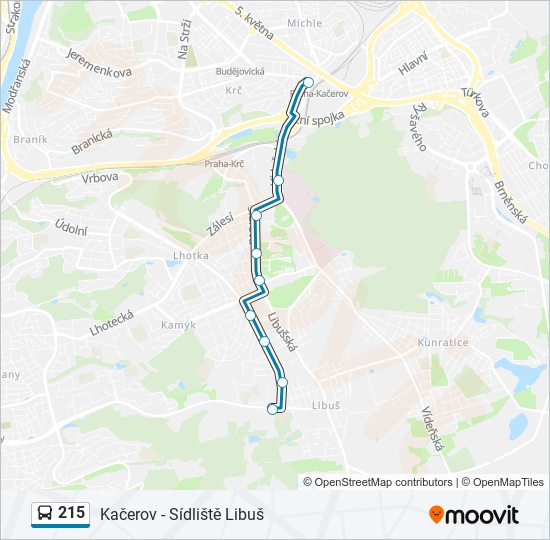 215 autobus Mapa linky