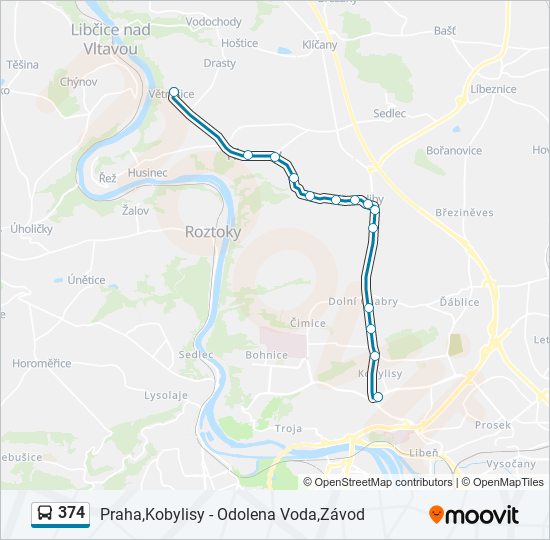 Bus 374 Route Map 374 Route: Schedules, Stops & Maps - Větrušice (Updated)